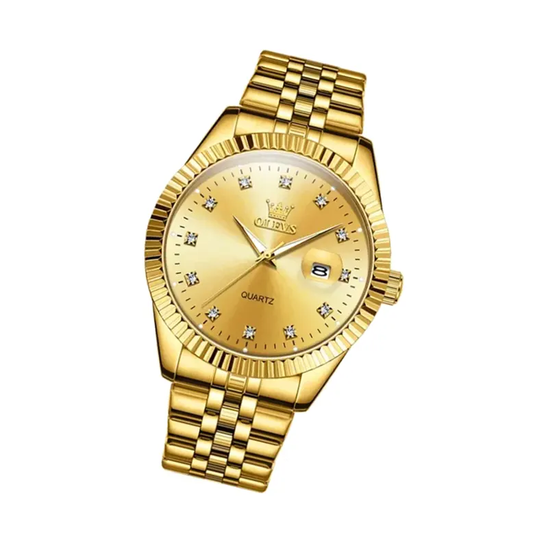 Olevs Gold Dial Gold-tone Special Couples Watch- 5526